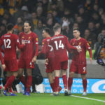 Liverpool's Roberto Firmino celebrates scoring his side's second goal of the game during the Premier League match at Molineux, Wolverhampton.