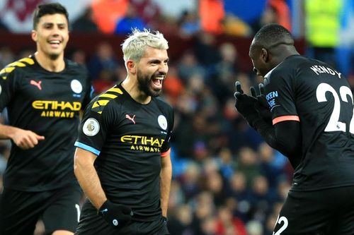 Aguero shines as Man City hit six past Villa