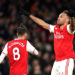 Arsenal's Pierre-Emerick Aubameyang celebrates scoring during a Premier League match at The Emirates Stadium, London.