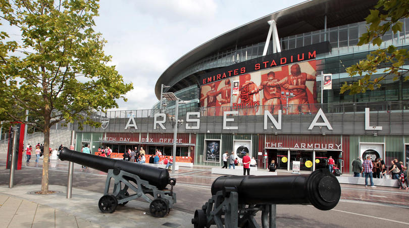 A general view of the exterior of the Emirates Stadium, home of Arsenal