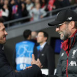 Atletico Madrid manager Diego Simeone greets Liverpool manager Jurgen Klopp