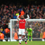 Arsenal forward Alexandre Lacazette celebrates after his side's first goal of the game is re-allowed through VAR during the Premier League match at the Emirates Stadium, London.