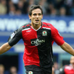 Blackburn Rovers' Roque Santa Cruz celebrates his equalising goal during the Barclays Premier League match at Goodison Park, Liverpool.