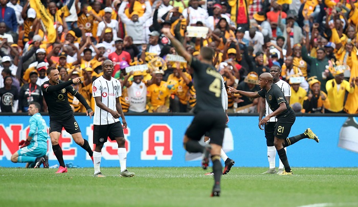 Lebogang Manyama of Kaizer Chiefs celebrates goal during the Absa Premiership 2019/20 match between Orlando Pirates and Kaizer Chiefs