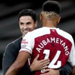 Mikel Arteta and Aubameyang of Arsenal