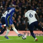 Kai Havertz of Chelsea scoring against Tottenham Hotspur in the Caraba Cup semi-final first leg at Stamford Bridge