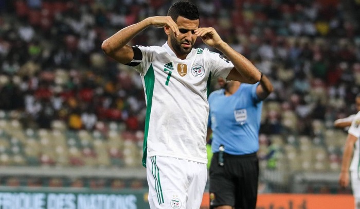 A dejected Riyad Mahrez of Algeria