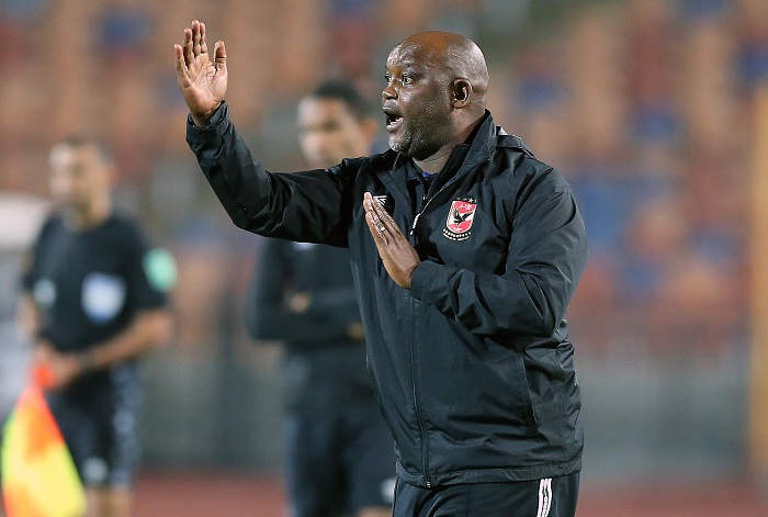 Al Ahly's head coach Pitso Mosimane reacts during the CAF Champions League group A soccer match between Al Ahly SC and Mamelodi Sundowns FC in Cairo, Egypt, 26 February 2022. EPA/KHALED ELFIQI