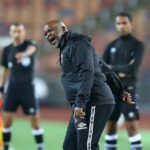 Al Ahly's head coach Pitso Mosimane reacts during the CAF Champions League group A soccer match between Al Ahly SC and Mamelodi Sundowns FC in Cairo, Egypt, 26 February 2022. EPA/KHALED ELFIQI