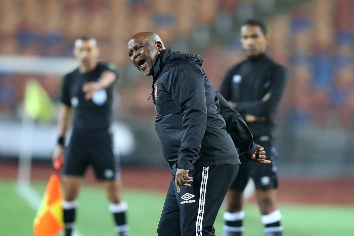 Al Ahly's head coach Pitso Mosimane reacts during the CAF Champions League group A soccer match between Al Ahly SC and Mamelodi Sundowns FC in Cairo, Egypt, 26 February 2022. EPA/KHALED ELFIQI