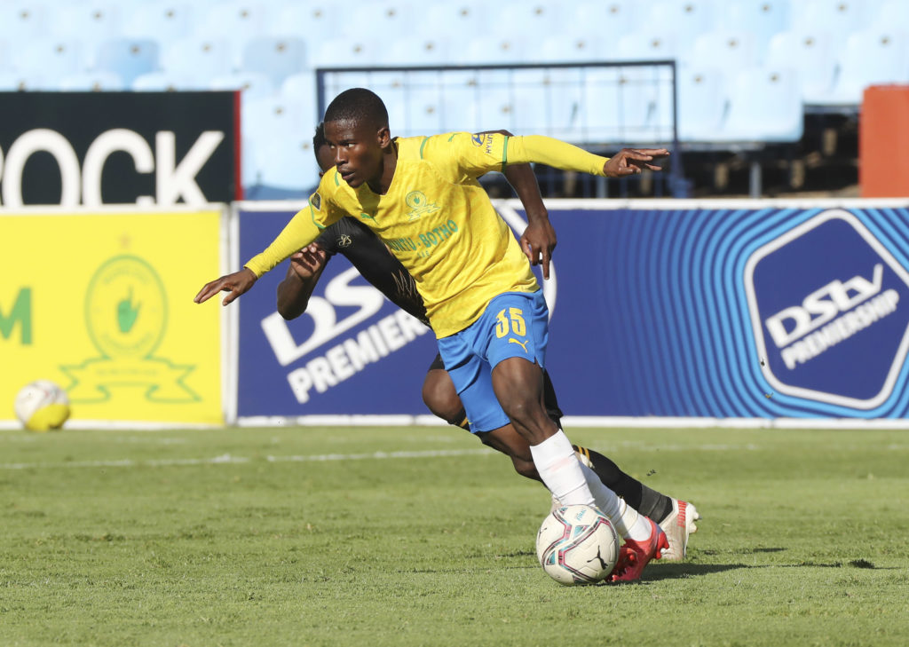 Neo Maema of Mamelodi Sundowns during the DStv Premiership 2021/22 football match between Sundowns and Royal AM at Loftus Stadium, Pretoria on 12 December 2021 ©Gavin Barker/BackpagePix