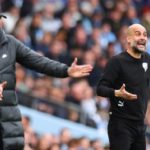 Jurgen Klopp of Liverpool and Pep Guardiola of Manchester City