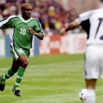 13 Jun 1998: Jay Jay Austin Okocha of Nigeria in action during the World Cup first round match against Spain at the Stade de la Beaujoire in Nantes, France. Nigeria won the match 3-2. Mandatory Credit: Shaun Botterill/Allsport