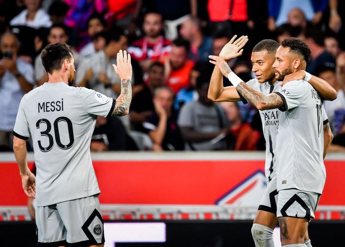 Neymar, Messi and Mbappe of PSG