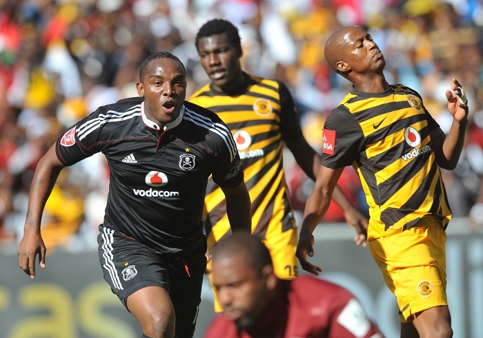 JOHANNESBURG, SOUTH AFRICA - MARCH 17, Benni McCarthy of Pirates celebrates his second goal during the Absa Premiership match between Kaizer Chiefs and Orlando Pirates from FNB Stadium on March 17, 2012 in Johannesburg, South Africa