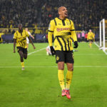 DORTMUND, GERMANY - NOVEMBER 05: Donyell Malen of Borussia Dortmund celebrates scoring his team's first goal during the UEFA Champions League 2024/25 League Phase MD4 match between Borussia Dortmund and SK Sturm Graz at BVB Stadion Dortmund on November 05, 2024 in Dortmund, Germany. (Photo by Stuart Franklin/Getty Images)